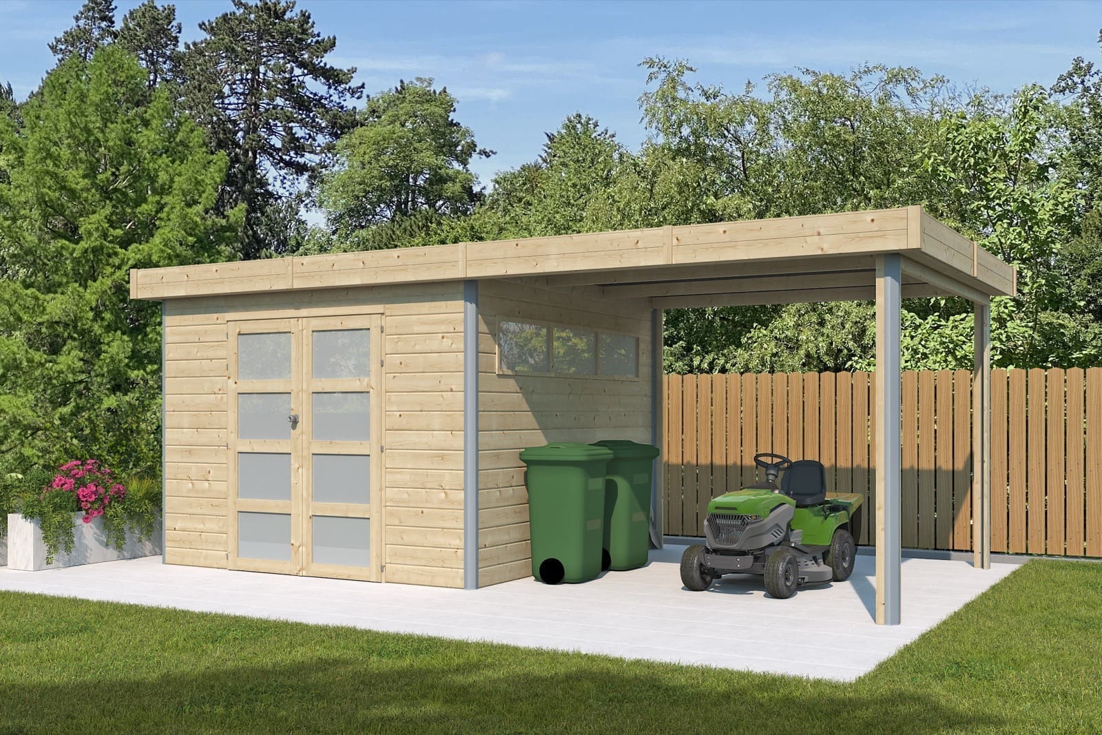 Woodlands Gartenhaus KASUKO S 5101EXT285AC Blockbohlen – 578 × 295 cm