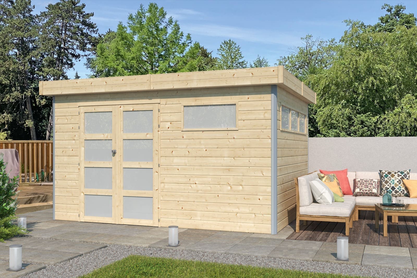 Woodlands Gartenhaus KASUKO M 5102AC Blockbohlen – 385×295 cm