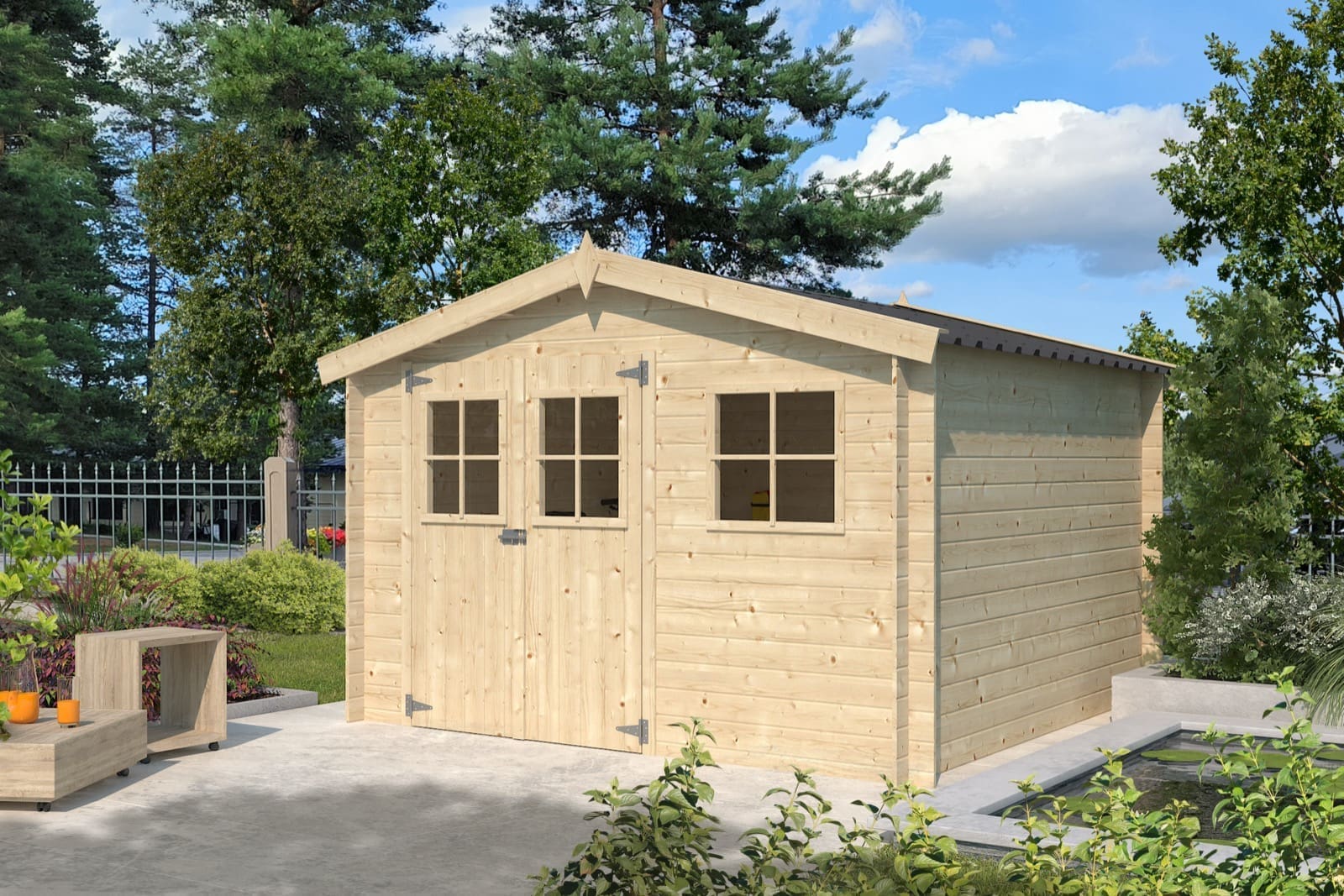 Woodlands Gartenhaus Zurich 9005P Blockbohlen – 295 × 205cm