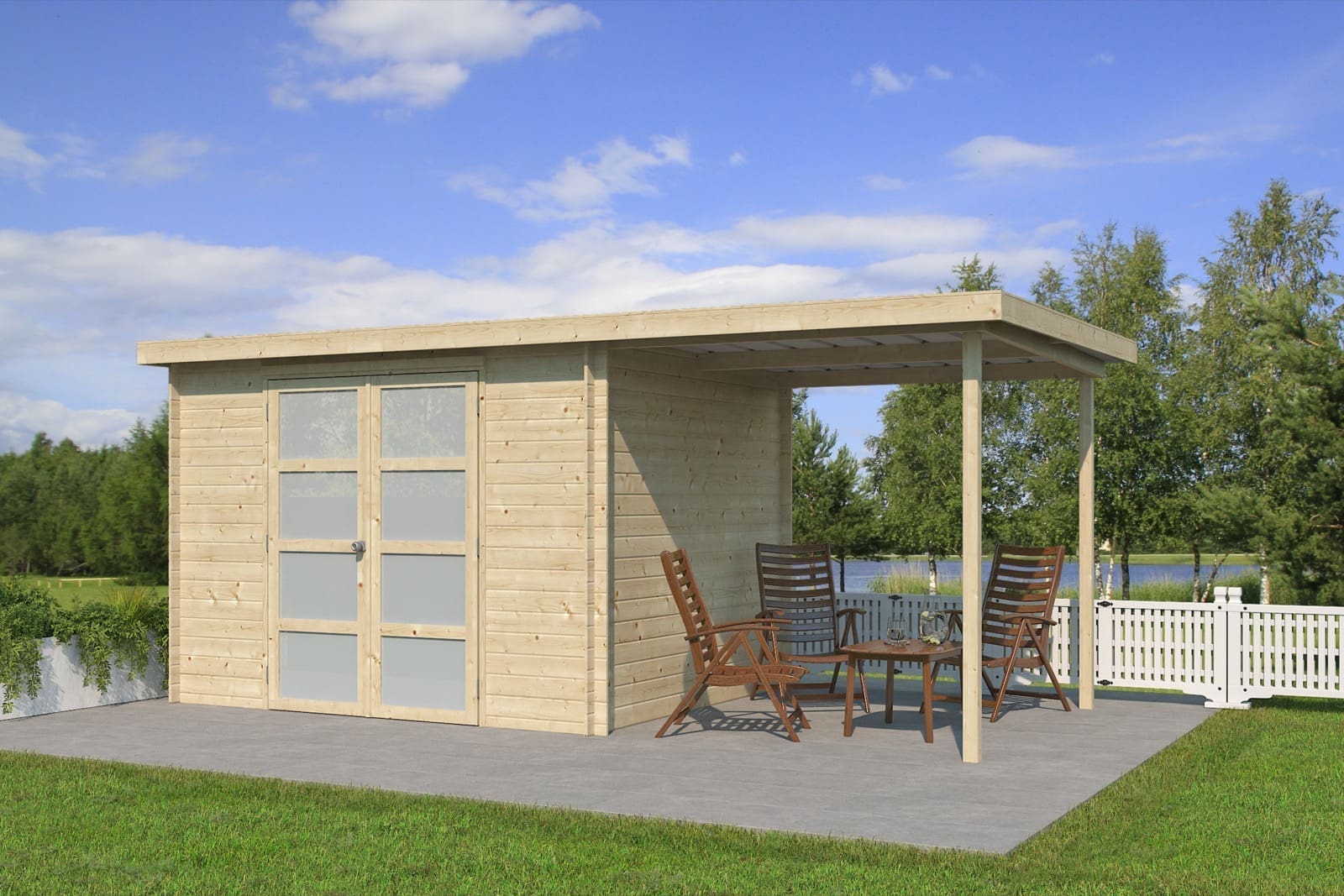 Woodlands Gartenhaus Umea 9701EXT200 Blockbohlen – 507 × 250 cm