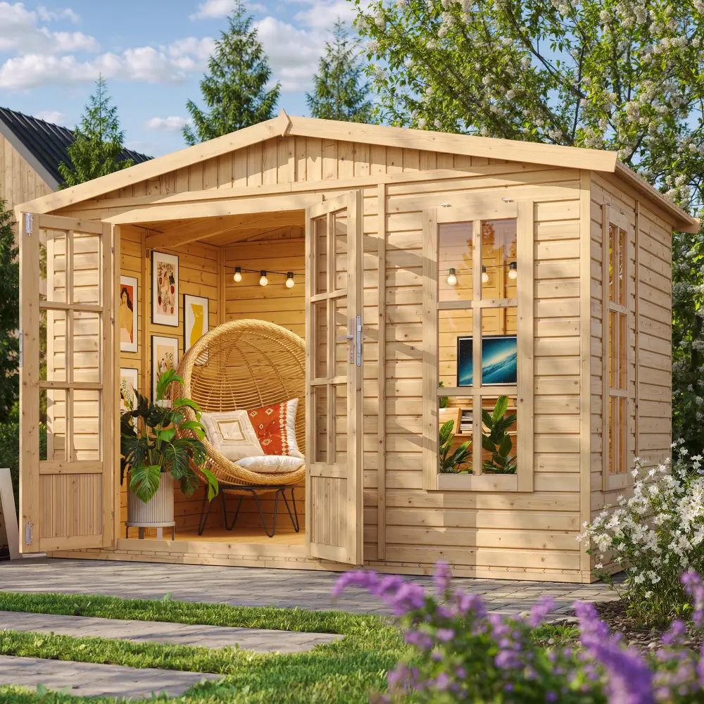 Holz-Gartenbüro M334FB – 303 x 199 cm – 6 m²