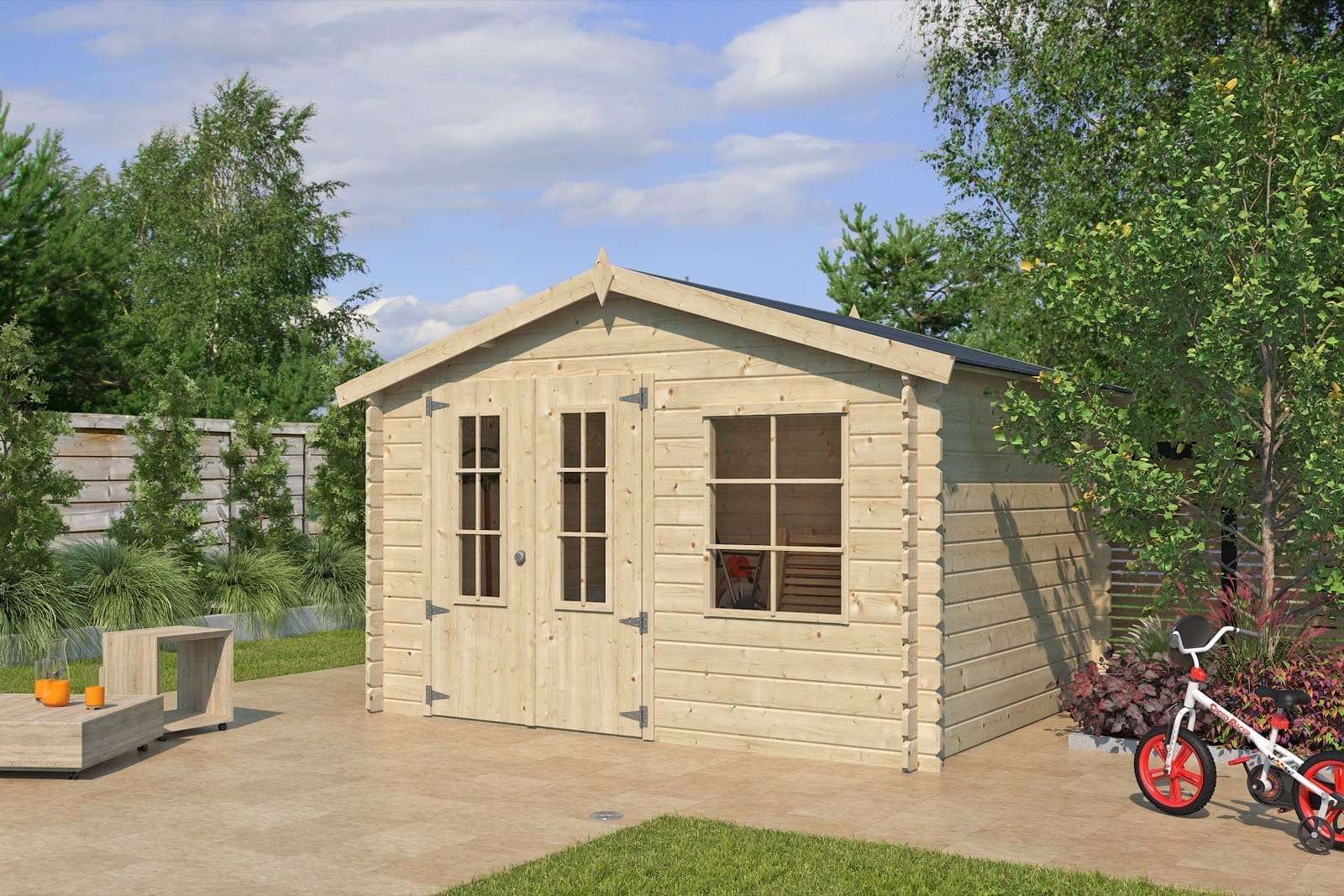 Woodlands Gartenhaus Base T3 Blockbohlen – 325 × 265cm